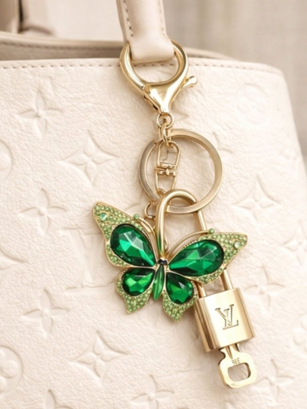 Louis Vuitton Gold Lock 🔒 Authentic LV Key + Unbranded Butterfly Bag Charm